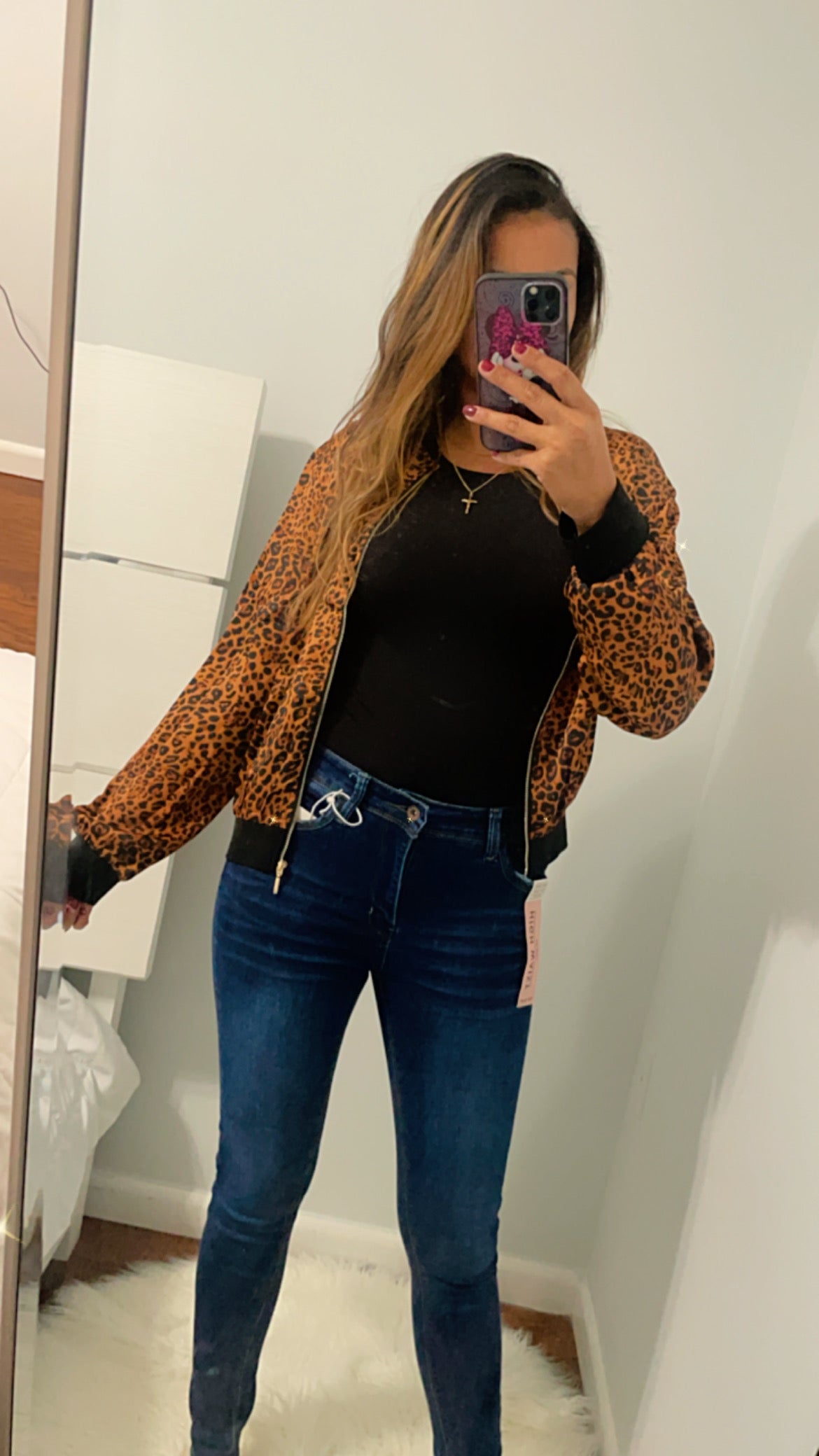 LEOPARD PRINT BOMBER JACKET